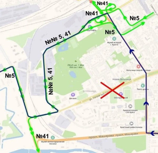 В центре Бреста 16 июля в связи с соревнованиями перекроют движение. Как будет ходить общественный транспорт