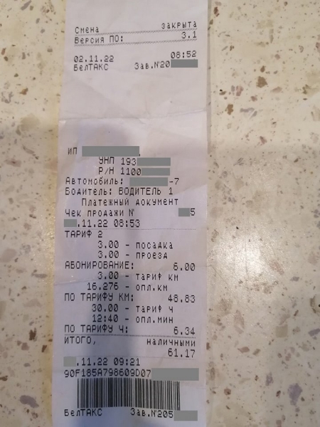 Таксист взял с пассажира 60 рублей за 16 километров, чек попал в налоговую. Какие выводы?